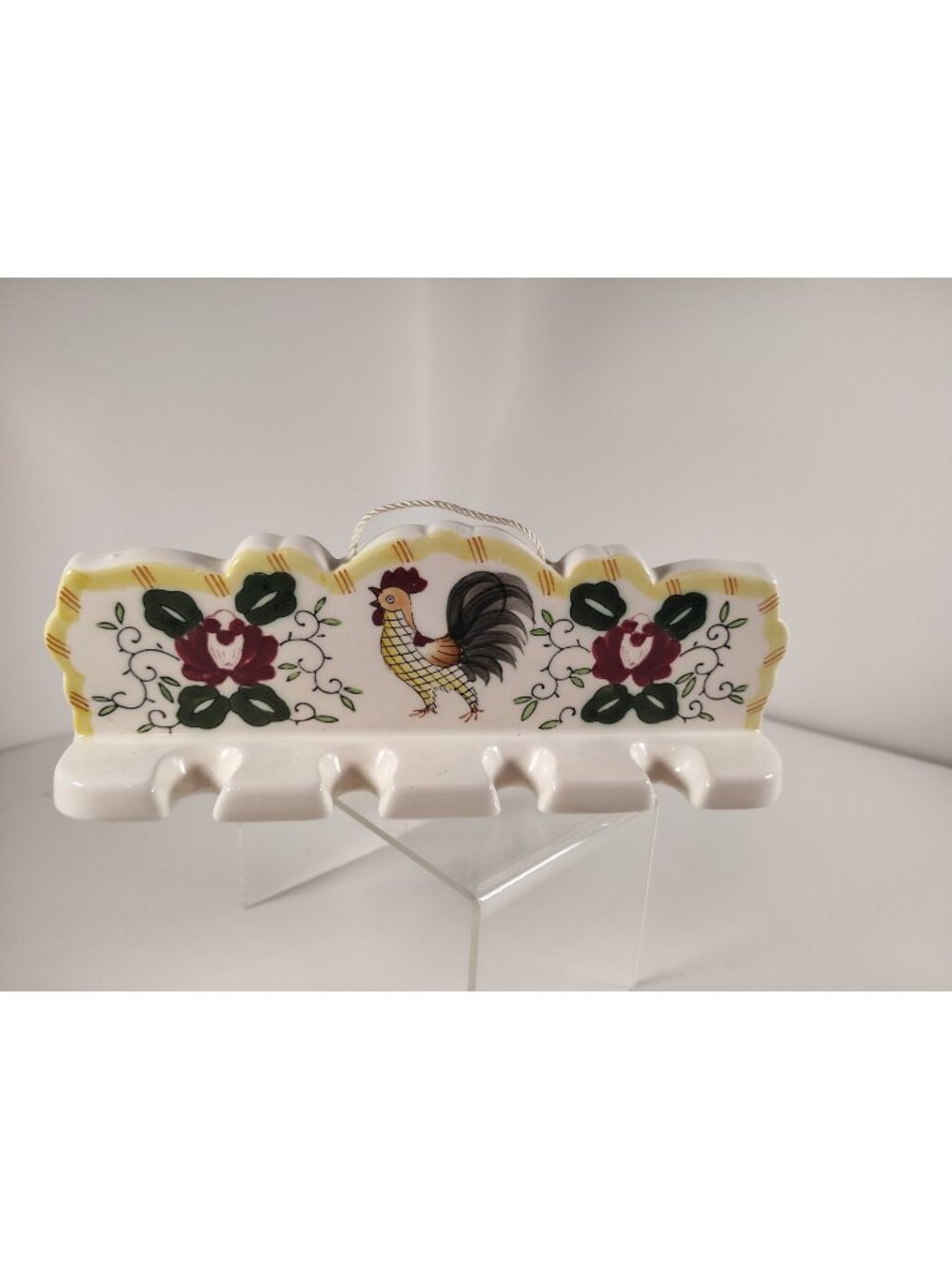 Rooster And Roses Utensil Holder Provencial Japan